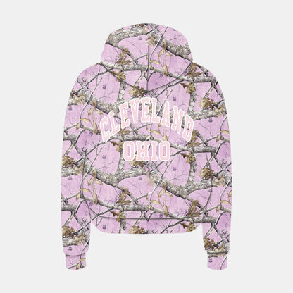 Cleveland Ohio Oversized Camo Hoodie - Soft Pink