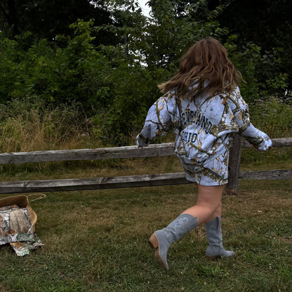 Cleveland Ohio Oversized Camo Hoodie - Baby Blue