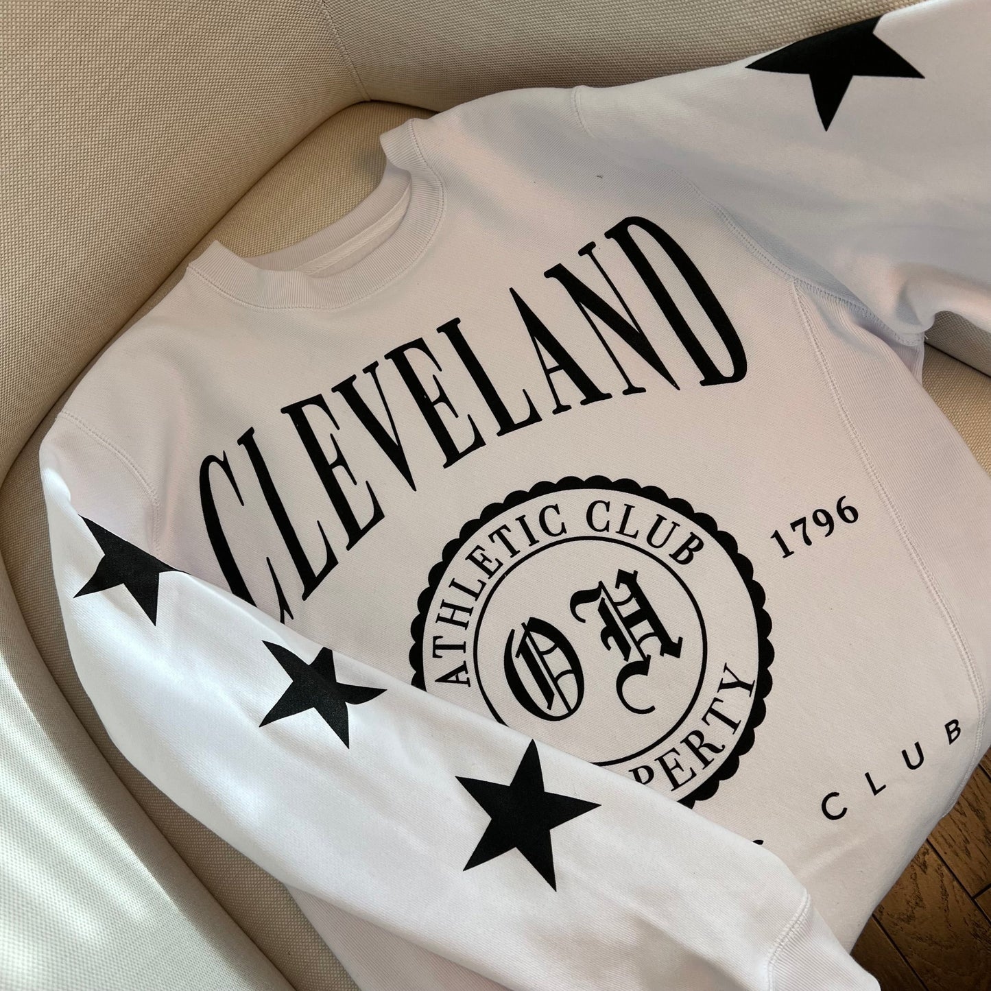 Property of Cleveland Athletic Club Crewneck Sweatshirt with Stars