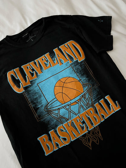 Cleveland Basketball 80s Style T-shirt - Black