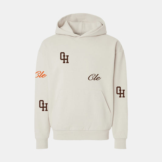 Iconic Cleveland Remixed Embroidered Hoodie - Ivory/Brown