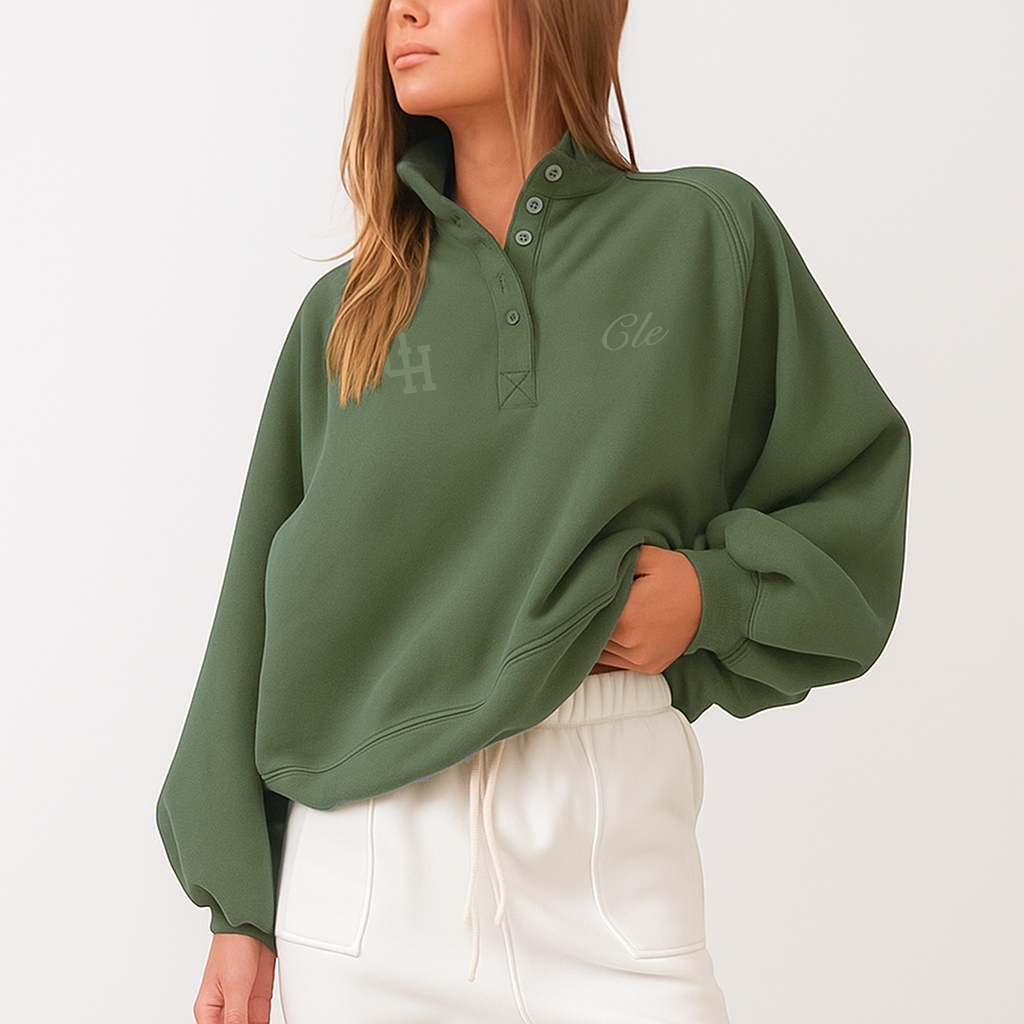 Iconic Cleveland Embroidered Collared Sweatshirt