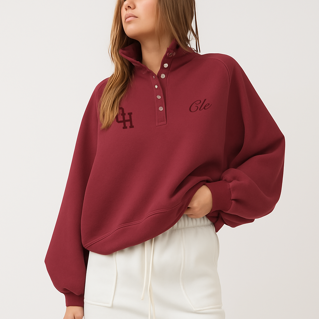 Iconic Cleveland Embroidered Collared Sweatshirt