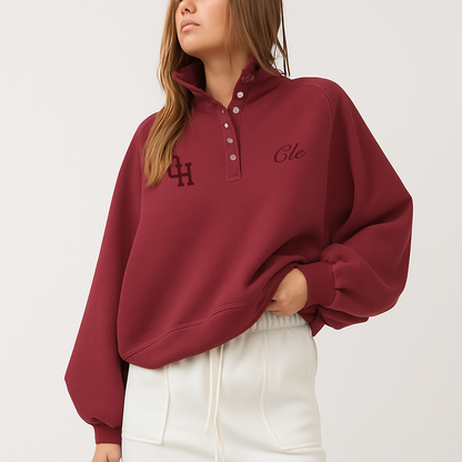 Iconic Cleveland Embroidered Collared Sweatshirt