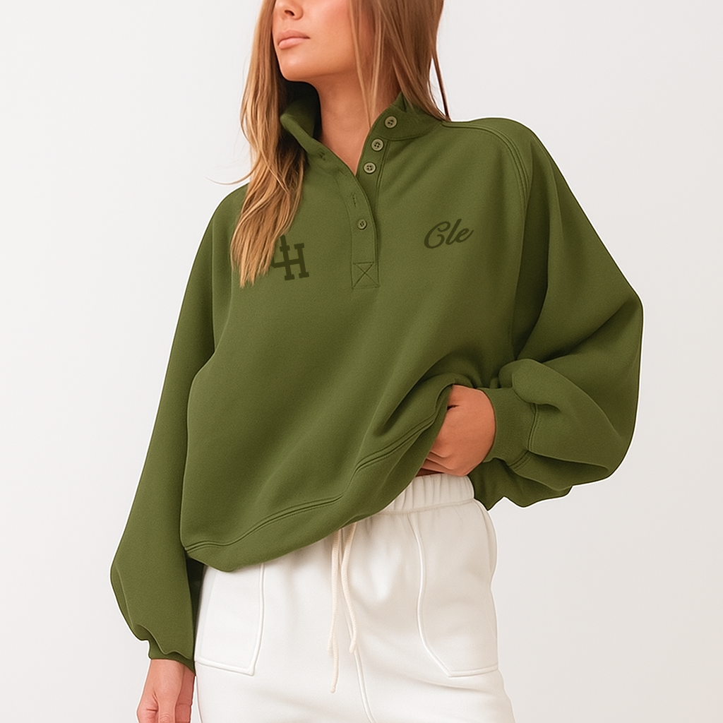 Iconic Cleveland Embroidered Collared Sweatshirt