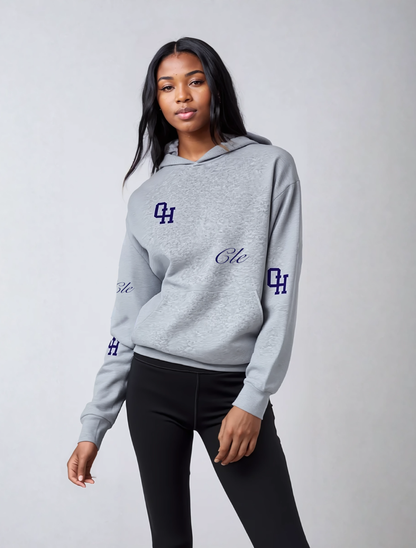 Iconic Cleveland Remixed Embroidered Hoodie - Gray/Navy