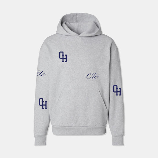 Iconic Cleveland Remixed Embroidered Hoodie - Gray/Navy