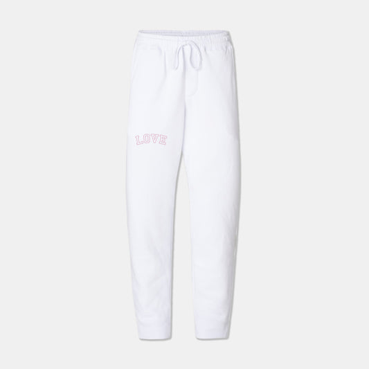 LOVE Embroidered Sweatpants - White