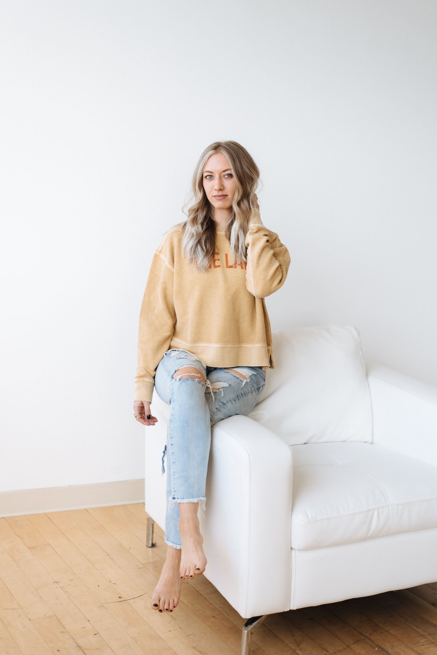 The Land Cropped Thermal Crewneck - Honey