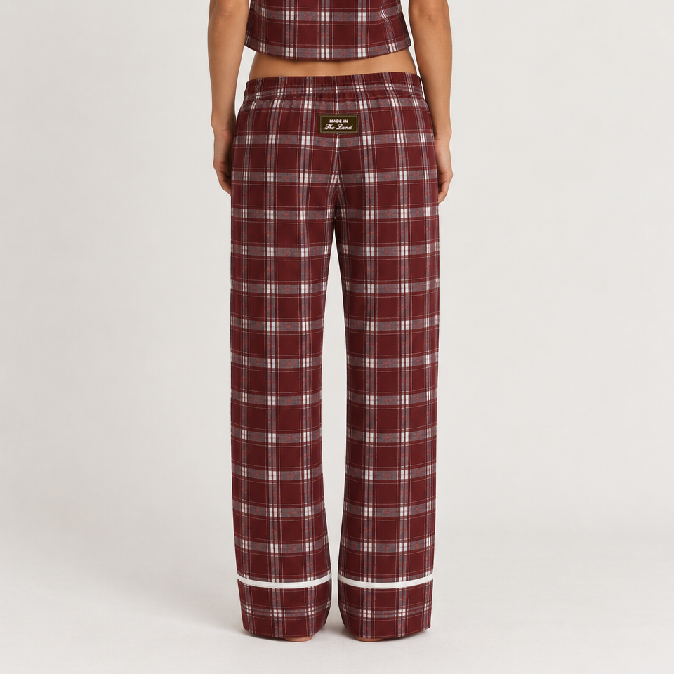 Plaid Pajama Bottoms - Faded Cherry