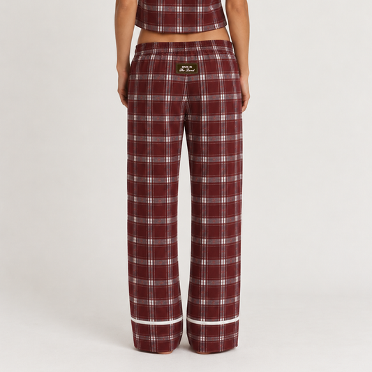 Plaid Pajama Bottoms - Faded Cherry