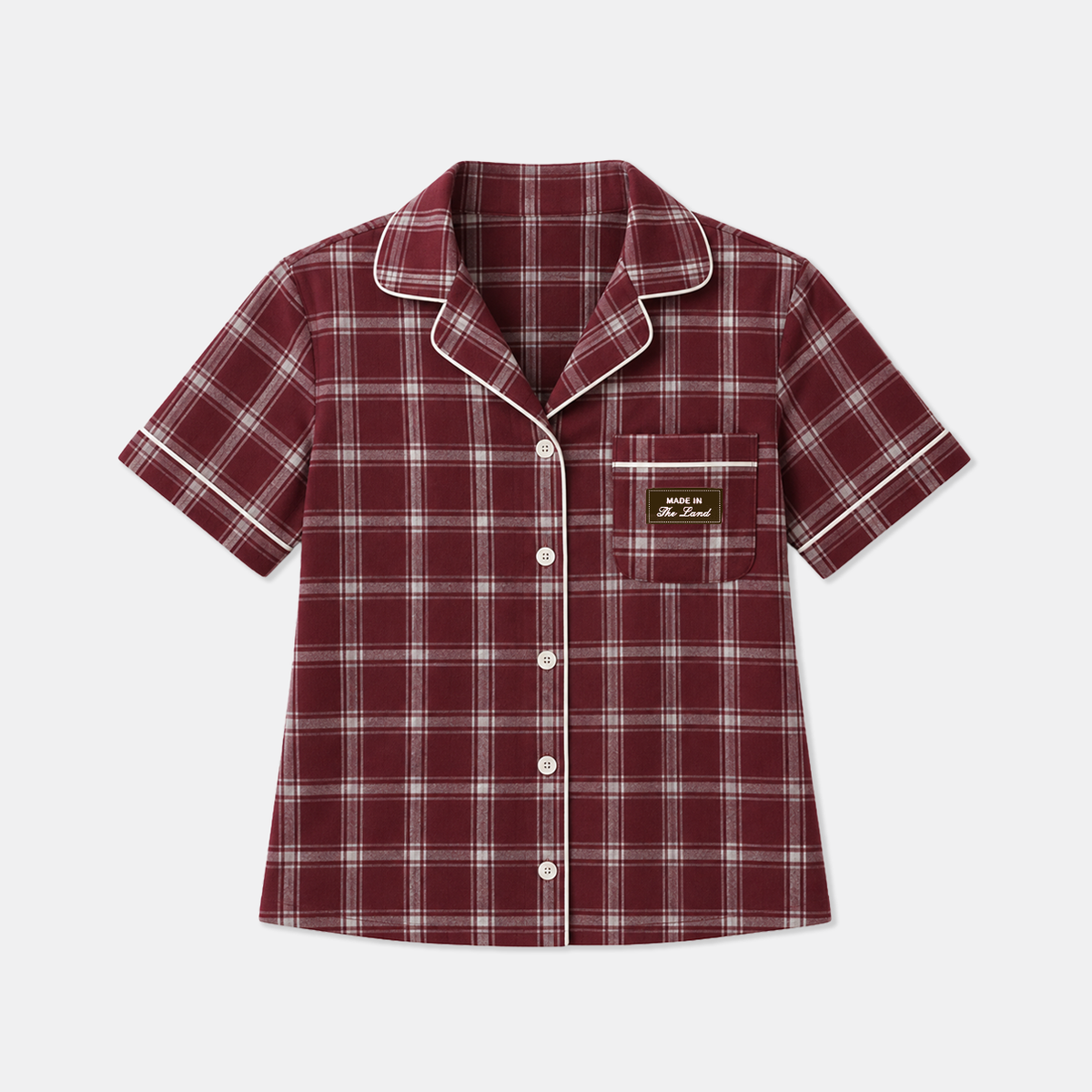 Plaid Pajama Top - Faded Cherry