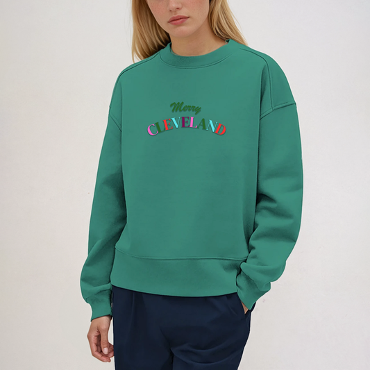 Merry Cleveland Sweatshirt - Festive Green