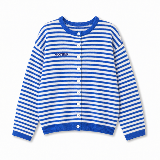 MOTHER Embroidered Cardigan - Blue Striped