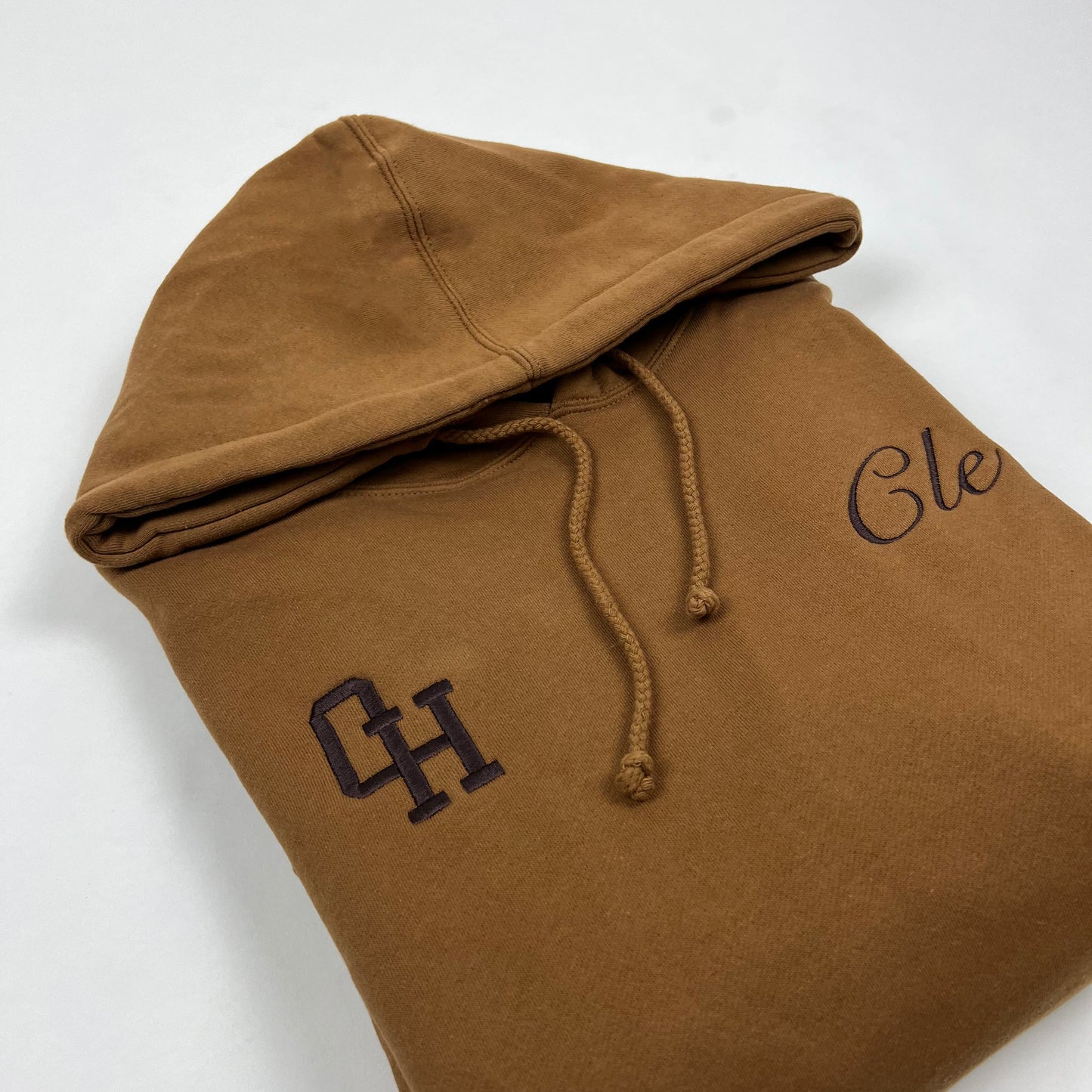 Iconic Cleveland Embroidered Hoodie - Camel Brown