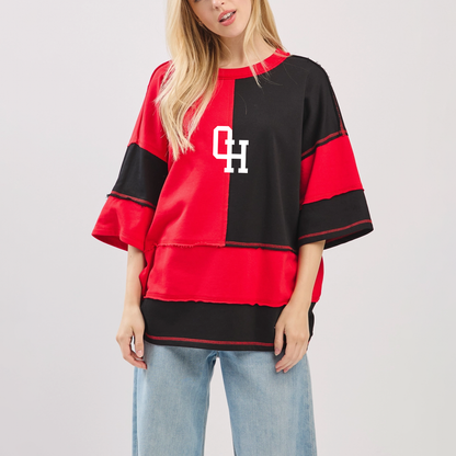 OH Colorblock Oversized T-shirt - Red/Black
