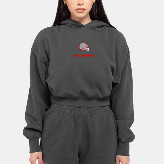 Ohio Football Cropped Hoodie - Dark Gray