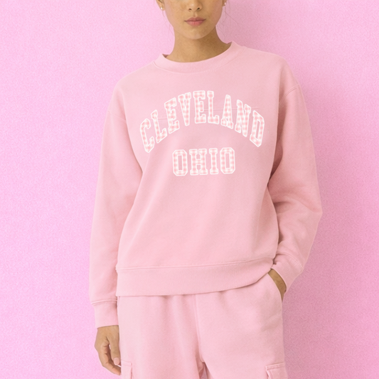 Cleveland Ohio Plaid Sweatshirt - Dusty Pink