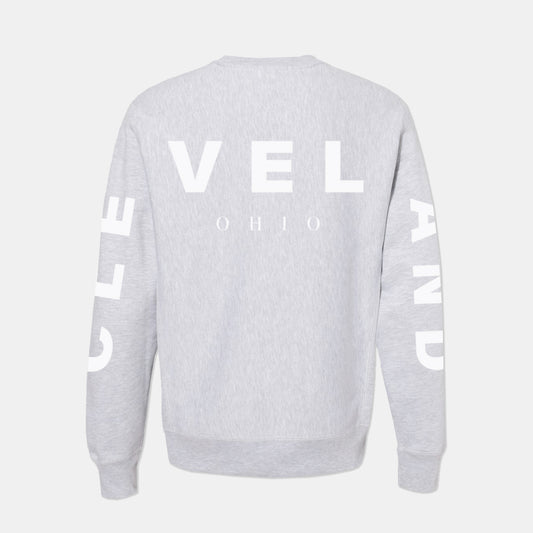 Return to Cleveland Puff Crewneck - Gray/White