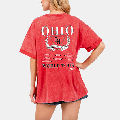 Ohio World Tour Oversized T-shirt - Mineral Wash Red