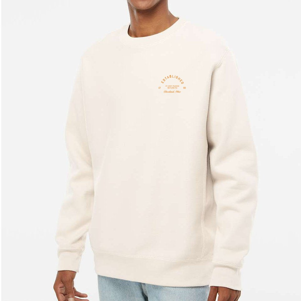 Return to Cleveland Puff Crewneck - Ivory/Orange