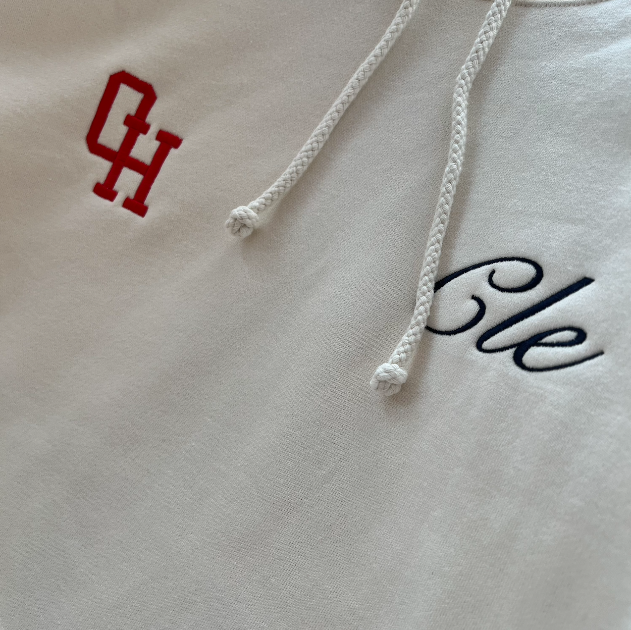 Iconic Cleveland Embroidered Hoodie - Ivory