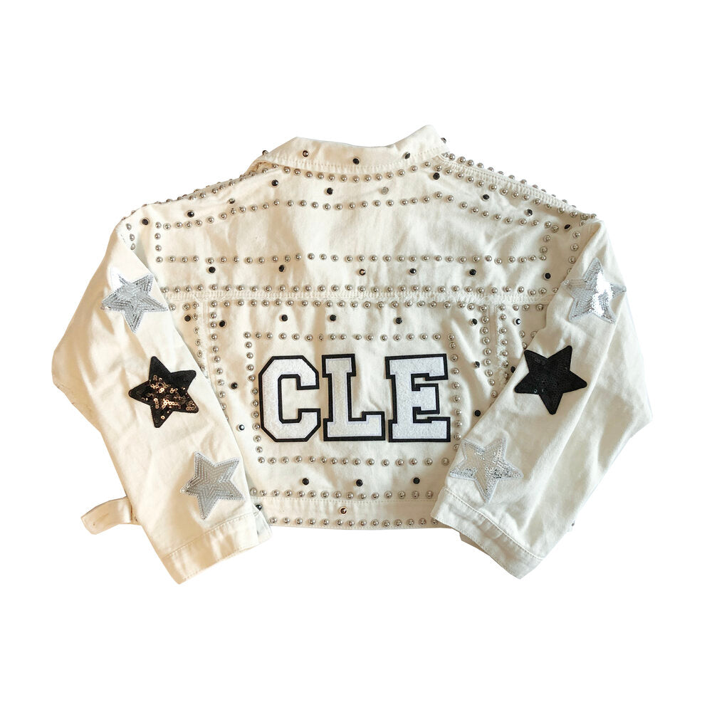 OOAK - CLE Studded Denim Jacket in White