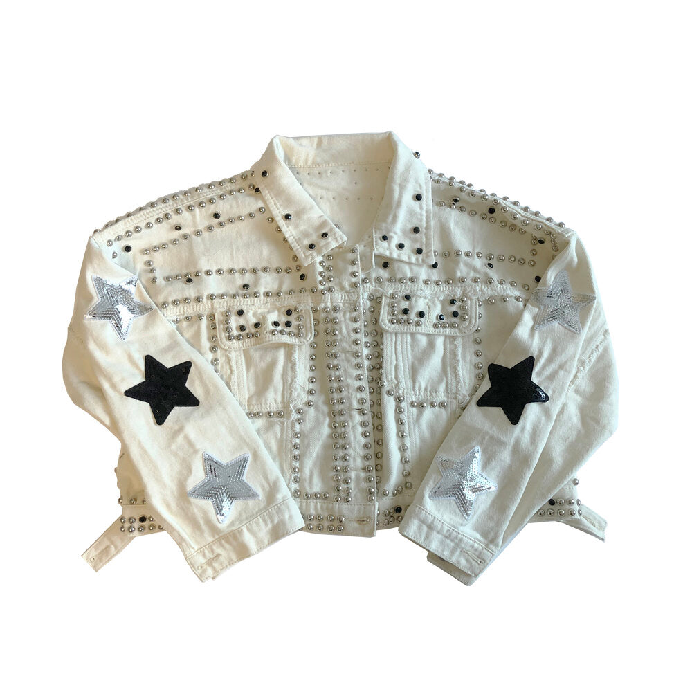 OOAK - CLE Studded Denim Jacket in White