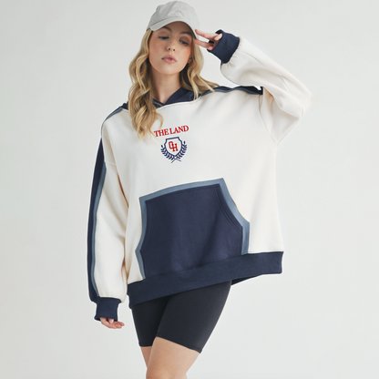 The Land Crest Colorblock Hoodie - Navy