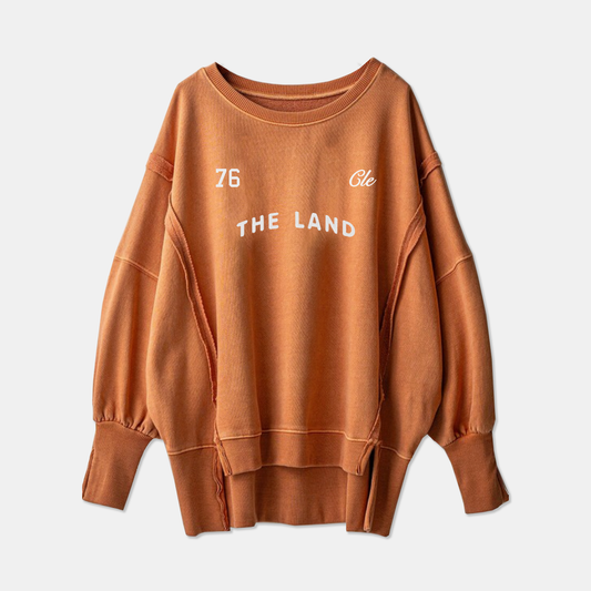 The Land 76 Slouchy Oversized Crewneck - Orange