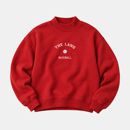 The Land Baseball Mockneck Sweatshirt - Scorecard Red