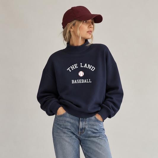 The Land Baseball Lightweight Mockneck Sweatshirt - Home Run Navy