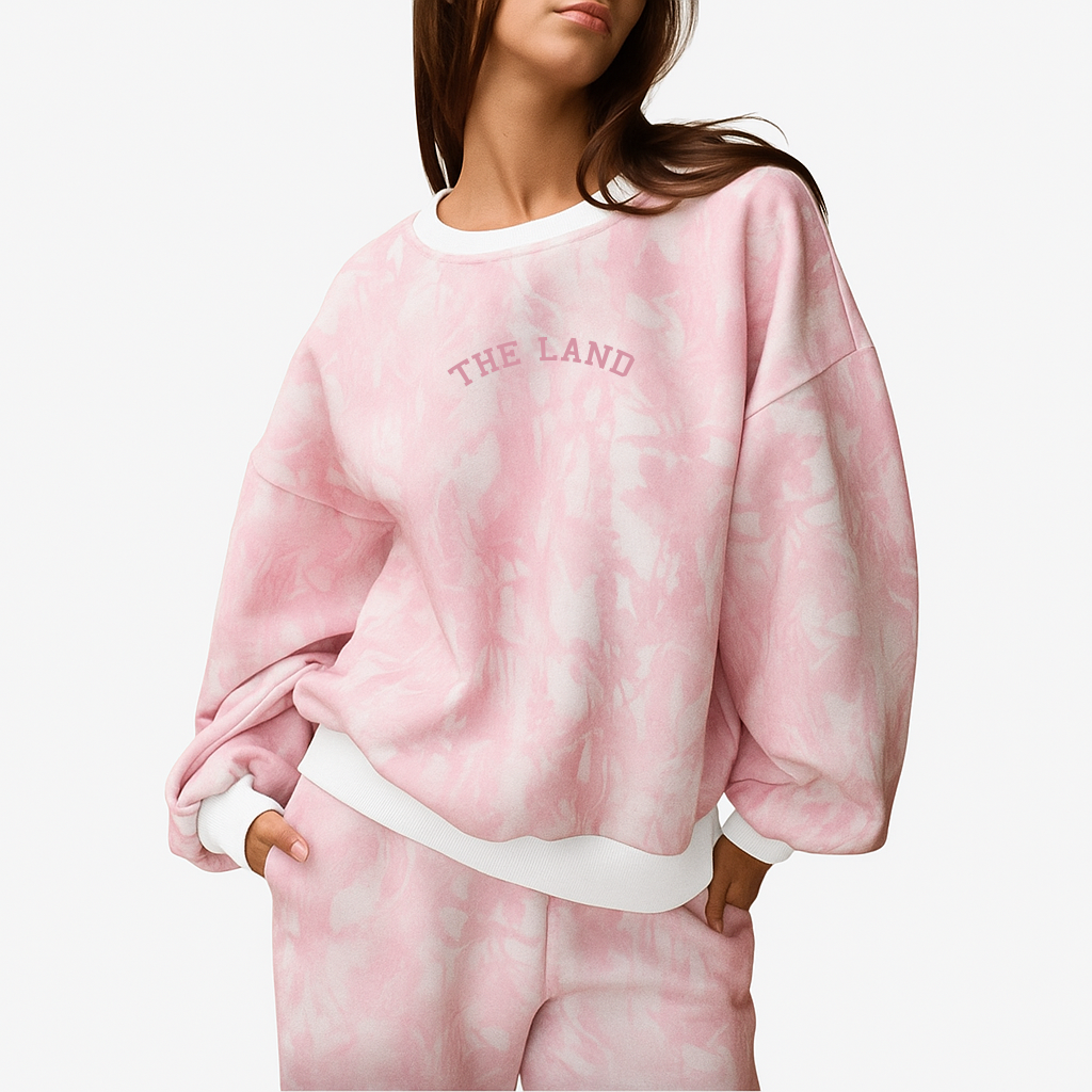 The Land Camo Crewneck Sweatshirt - Baby Pink