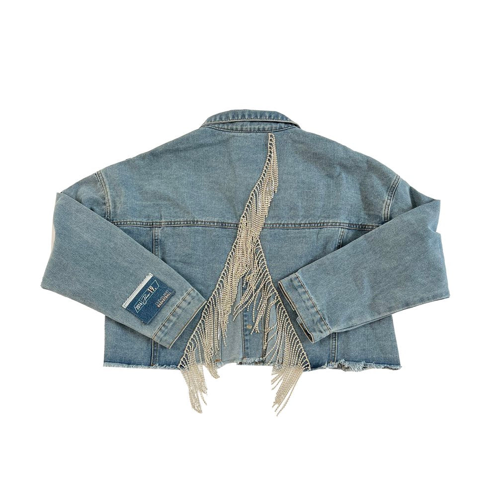 OOAK - The Land Hoops Rhinestone Fringe Denim Jacket