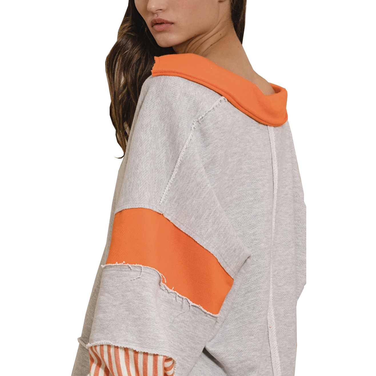 Cleveland Colorblock Pullover - Orange/Gray