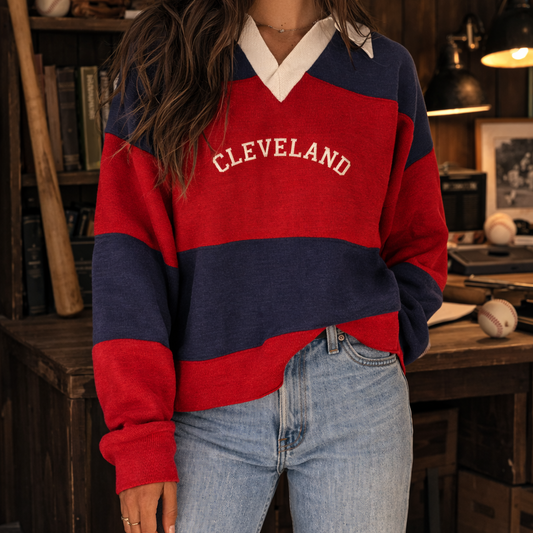 Cleveland Rugby Pullover - Navy/Red